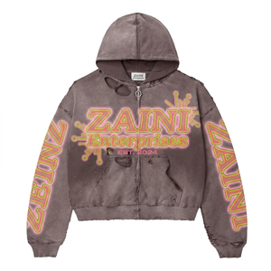 Sweat à capuche unisexe vert olive avec fermeture éclair, 380 GSM, molleton de coton brossé, coupe oversize, streetwear, impression de logo personnalisée, écologique - Product Image 3