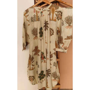 Ensemble Kurta en crêpe crème exotique avec manches trois-quarts - Product Image 6
