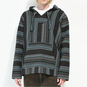 Men's Oversized Hooded Striped Jacquard Sweatshirt Bohemian Style Woven Fabric Autumn Wear - Product Image 1