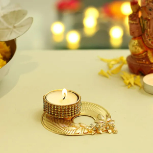 Bougeoir de table en fer métallique à base de bois avec support de lampe à thé rond parfait pour la décoration élégante de la maison et des événements - Product Image 6