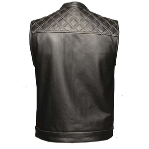 Gilet de club vintage en cuir de vache véritable noir pour homme avec fermetures à boutons recouverts respirants et deux poches Vêtements d'extérieur d'automne - Product Image 2