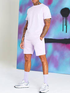 Ensemble t-shirt et short personnalisés coton de haute qualité surdimensionné à manches courtes plaine épaule tombante hommes col rond t-shirt LOGO PERSONNALISÉ - Product Image 3