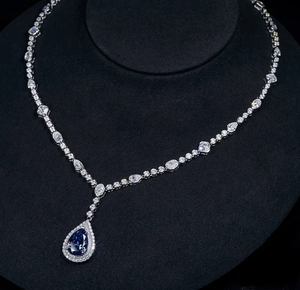 Forma de pera y forma redonda hermoso collar de diamantes de moissanita regalo de Plata de Ley 925 para ella - Product Image 1