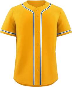 Maillot de baseball uni à manches courtes avec boutons, personnalisable en couleur et design, logo personnalisé, passepoil contrastant, uniforme d'équipe - Product Image 6