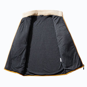 2025 Custom Outdoor Formal Coated Wool <b>Men's</b> Winter Warm <b>Sherpa</b> Full Zip Fleece <b>Jacket</b> Breathable Windproof Front High Quality - Product Image 3