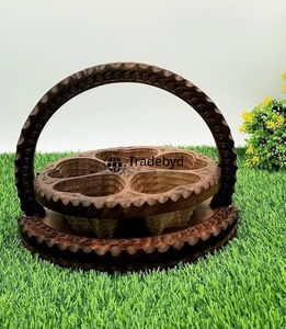 Panier à fruits secs multifonctionnel en bois classique, écologique, de qualité supérieure, pour servir et offrir en cadeau lors des occasions festives, Tradebyd - Product Image 3