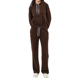 Sweat-shirt à capuche pour femme, surdimensionné, en coton épais, en molleton, avec logo personnalisé, badge, pull-over, épais, uni, ample, ample, style baggy - Product Image 1