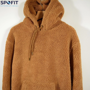 Sweat à capuche en sherpa surdimensionné brodé en gros pour hommes, épaules tombantes, streetwear d'hiver, taille plus, sweat à capuche en molleton de coton décontracté - Product Image 3