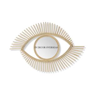 Suministro directo de fábrica para el hogar y el hotel, sala de estar, ojo decorativo, diseñador, chapado en oro, Metal enmarcado, forma redonda, suministro de espejo de pared - Product Image 1