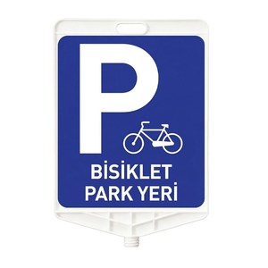 Panneau de signalisation routière rectangulaire double face pour stationnement de vélos, en plastique réfléchissant, signalisation de prudence - Product Image 1