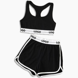 Fitness Yoga Set Solide Motif Conception 2pcs Soutien-Gorge Shorts Respirant Sans Couture D'été Gym Porter Léger Style Décontracté Top Matériel - Product Image 6