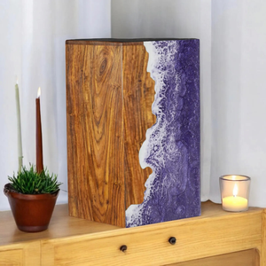 Handcrafted Rosewood Urn <b>Box</b> Ocean Wave Memorial <b>Keepsake</b> Cremation <b>Box</b> for Loved Ones - Product Image 6