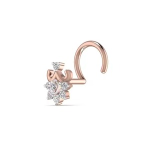 Minimalist 0.06CT 14KT Round Real Diamond <b>Nose</b> Pin for Women Small Yellow <b>Gold</b> with Elegant Attractive Look Body Jewelry Gifts - Product Image 2