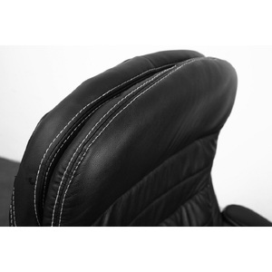 Sedia da Ufficio Direzionale Nera con Poggiatesta Regolabile in Vera Pelle e PU Stile Tradizionale Sedia Elevabile per Uso Domestico e Ufficio - Product Image 2