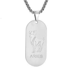 Venta al por mayor Gran oferta caja de joyería de acero inoxidable collar de cadena personalizado mujeres astrología 12 signo del zodiaco horóscopo colgante collar - Product Image 6