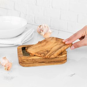 Salero de madera con compartimentos, salero de sal y pimienta con tapa, caja de sal de madera de oliva con cuchara - Product Image 6
