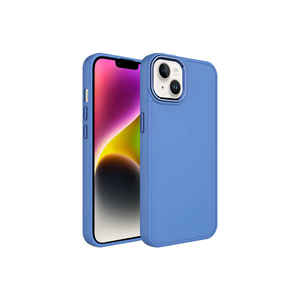 Funda de Silicona SAFALuna Color Gris Lavanda para iPhone 14 con Marco Metálico y Diseño de Botones - Product Image 1