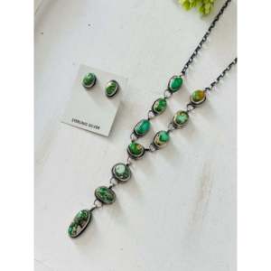 Conjunto de Collar Lariat de Plata de Ley y Turquesa de Montaña Sonora Betta Lee, Joyería Fina - Product Image 3
