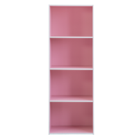 Estantería/Estante de Almacenamiento Rosa de 4 Niveles, Ecológica, de Tablero de Partículas/MDF, Laminada con Papel (o PVC), No Plegable, para Sala de Estar, Elegante