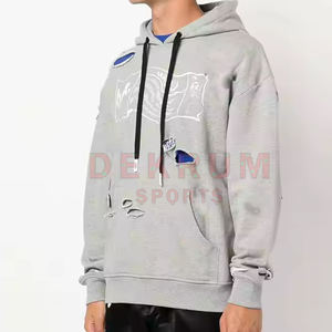 Moda Traje de moda Nuevo diseño de manga larga Hombres Sudadera con capucha desgastada Slim Fit Color liso Hombres Sudadera con capucha desgastada - Product Image 4