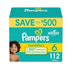 Pañales Pampers Swaddlers-Tamaño 6, suministro para un mes (108 unidades), pañales desechables ultrasuaves para bebés - Product Image 1