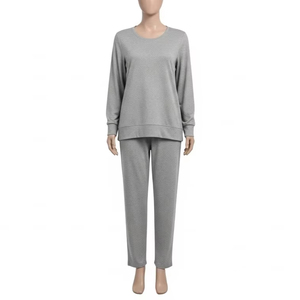 Ensemble femme en coton polyester teint en fil respirant, tissu extensible doux, confortable pour tous les jours, tenue assortie haut et bas - Product Image 5