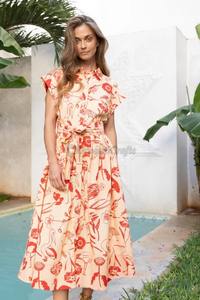 Hecho de popelina de algodón ligeramente estructurada, detalles de doble puntada a lo largo de las mangas y bolsillos en el dobladillo, cinturón a juego de longitud Midi - Product Image 2