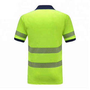 Hi Vis Reflective Polo Shirts High Visibility Safety Short Sleeve Polo Shirt with Black Bottom <b>Orange</b> Yellow Reflective T-Shirt - Product Image 5