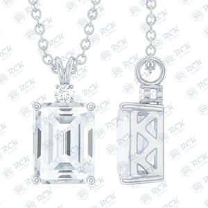 1.80 CTW taille émeraude Moissanite diamant Solitaire 925 pendentif en argent Sterling Minimal Dainty diamant pendentif cadeau d'anniversaire - Product Image 2