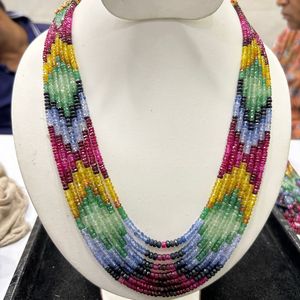 Imitatione Multi <strong>Necklace</strong>, AAA Precious Multi <strong>Sapphire</strong> 3-4mm Rondelle <strong>Faceted</strong> <strong>Beads</strong> 7 Strand Jewelry <strong>Necklace</strong>
