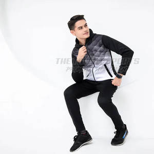 Conjunto Deportivo de Dos Piezas para Hombre, Invierno, Chaqueta con Capucha y Cordón Ajustable, Pantalones con Cintura Elástica Transpirable - Product Image 2