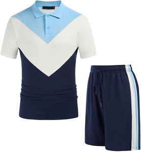 Vêtements personnalisés T-shirt unisexe à logo Ensemble court deux pièces à panneau uni Séchage rapide Couleur personnalisée POUR HOMMES - Product Image 1