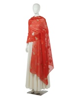 Châle en mousseline de soie brodé floral à bord festonné, léger et respirant, accessoire de mode féminin, vente en gros, OEM ODM personnalisé