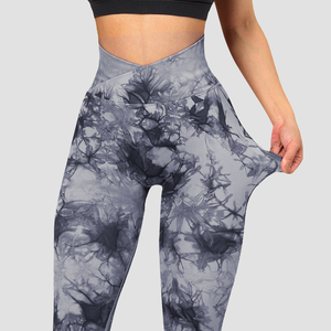 Leggings de yoga taille haute pour femmes, tie-dye, délavés à l'acide, extensibles, respirants, légers, tricotés, effet push-up, pour le fitness et les activités sportives, vente en gros - Product Image 6