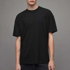 Vente en gros de t-shirts vierges à logo personnalisé 100% coton pour hommes, t-shirt uni à col rond côtelé surdimensionné, t-shirts amples de luxe pour hommes - Product Image 5