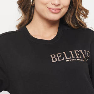 Customized Women's 100% Cotton Sweatshirt Solid Color with Trendy New Design Front Logo Embroidered Printed for Winter Autumn - Product Image 6