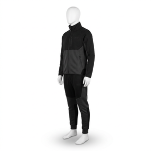 Ensemble de survêtement noir pour homme OWAIS, fermeture éclair intégrale, col montant, vêtements de sport décontractés avec poches latérales, coupe régulière, tenue d'automne - Product Image 5