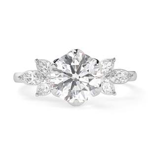 Round Cut Diamond Cluster <b>Set</b> Engagement <b>Ring</b> <b>For</b> <b>Women</b> - Product Image 1