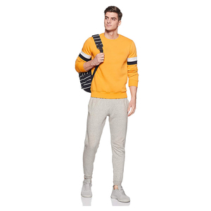 Top hommes jaune couleur sweats à capuche sweat à manches longues col rond hommes sweats pour entraînement Jogging course - Product Image 3