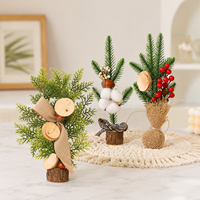Mini sapin de Noël en plastique fait main, bonsaï, décoration de table ou de fenêtre, idéal pour offrir ou usage personnel, fleur artificielle de Noël