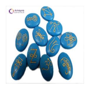 Gemstone Angelite Karuna Reiki Nine Stone Oval Set Wholesale <b>Crystal</b> Supplies Engraved Stones From Amayra <b>Crystals</b> Exports India - Product Image 1