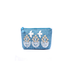 Good Price Wholesale High Quality Fashion Trapezoid Hemp <b>Purse</b> with Hand-Sewn Glass Beads Birds and Trees Patterns - Product Image 1