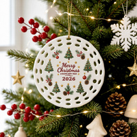 Ornement de Noël en céramique personnalisé imprimé sur mesure, décoration suspendue pour souvenir de vacances, cadeau familial