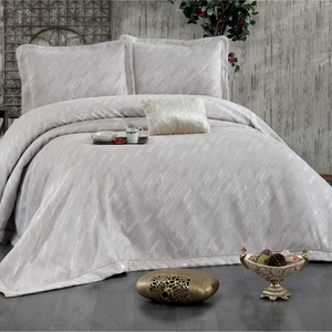 Ensemble de couvre-lit de luxe personnalisé Guzide Julia Stone Color 4 pièces, 100% chenille, tissé organique, rayé, lavable, anti-acariens - Product Image 1