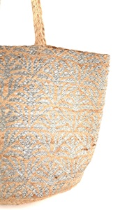 Sac fourre-tout bohème en jute tissé avec motif imprimé doré, sac à main d'été pour femme, sac de plage écologique à fermeture ouverte, sac à bandoulière - Product Image 4