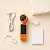 Ventilateur portable 2-en-1 avec caméra, appareil d'enregistrement de vlog, rotation à 180 degrés, écran numérique, charge USB-C