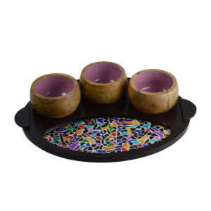 Bandeja de Servicio de Diseño Industrial en Madera, Decorativa, con Acabado en Esmalte Multicolor e Impresión - Product Image 5