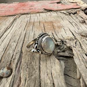 เครื่องประดับแหวนคลาสสิกสำหรับผู้หญิงเครื่องประดับเงินสไตล์ Boho 925สเตอริงเงินมูนสโตนพลอยแฮนด์เมดของขวัญสำหรับภรรยา - Product Image 2