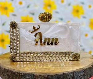 Pochette de Soirée Vintage Européenne en Résine, Portable et Tendance, pour Mariages et Événements, Design Créatif avec Chaînes et Perles Décoratives - Product Image 6