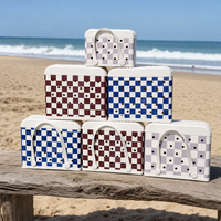 Sac de plage en EVA à motif damier personnalisé, imperméable, style caoutchouc, à ouverture supérieure, autoportant, lavable, pour les vacances, vente en gros
